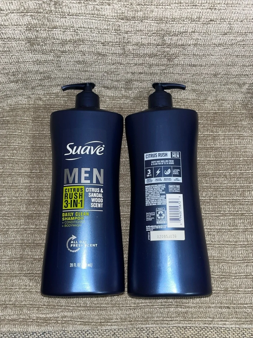 4 Pack Suave MEN Citrus & Sandal Wood Scent Citrus Rush 3-in-1 Shampoo Body wash